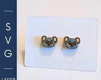Tiny Koala Earring SVG | Laser Cut Koala Stud File | Small Animal Stud Earrings