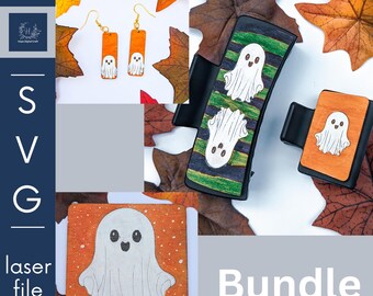 BUNDLE Ghost Earring AND hair clip plus 4 inch SVG file for laser | digital file | hair claw clip | laser engraving and score files