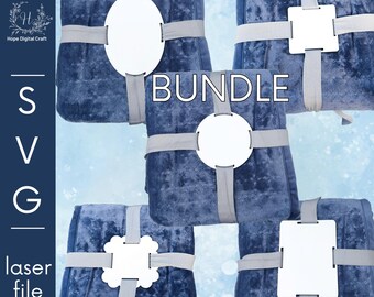Blank Blanket Gift Tag SVG BUNDLE – 5 Shapes with 2 or 4 Ribbon Holes – Oval, Square, Circle, Rectangle, Scalloped – Laser, Cricut, Cameo