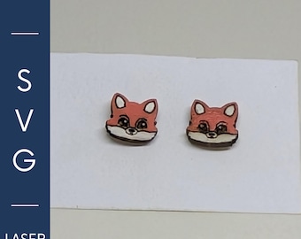Tiny Fox Earrings SVG File | Laser Cut Stud Earrings 8mm 9mm 10mm | Cute Animal Jewelry SVG | Xtool Glowforge laser cut File