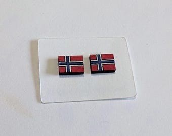 Tiny Norwegian Flag Stud Earring SVG Bundle | Laser Cut Score & Cut File | 6x8mm and 6.75x9mm Mini Flag Earrings | Glowforge xTool SVG