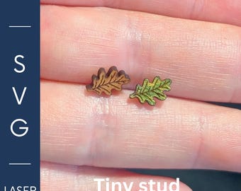 Eklöv Örhänge SVG, Tiny Fall Örhänge Laser Cut Fil, Höst Trä Örhängen
