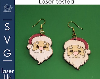 Santa earrings - svg laser cut file - laser tested - christmas jewelry