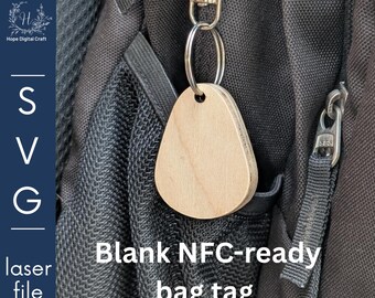 Rounded Teardrop Smart Tag SVG – Laser File for NFC Keychain or Pet Tag – Glowforge xTool Compatible