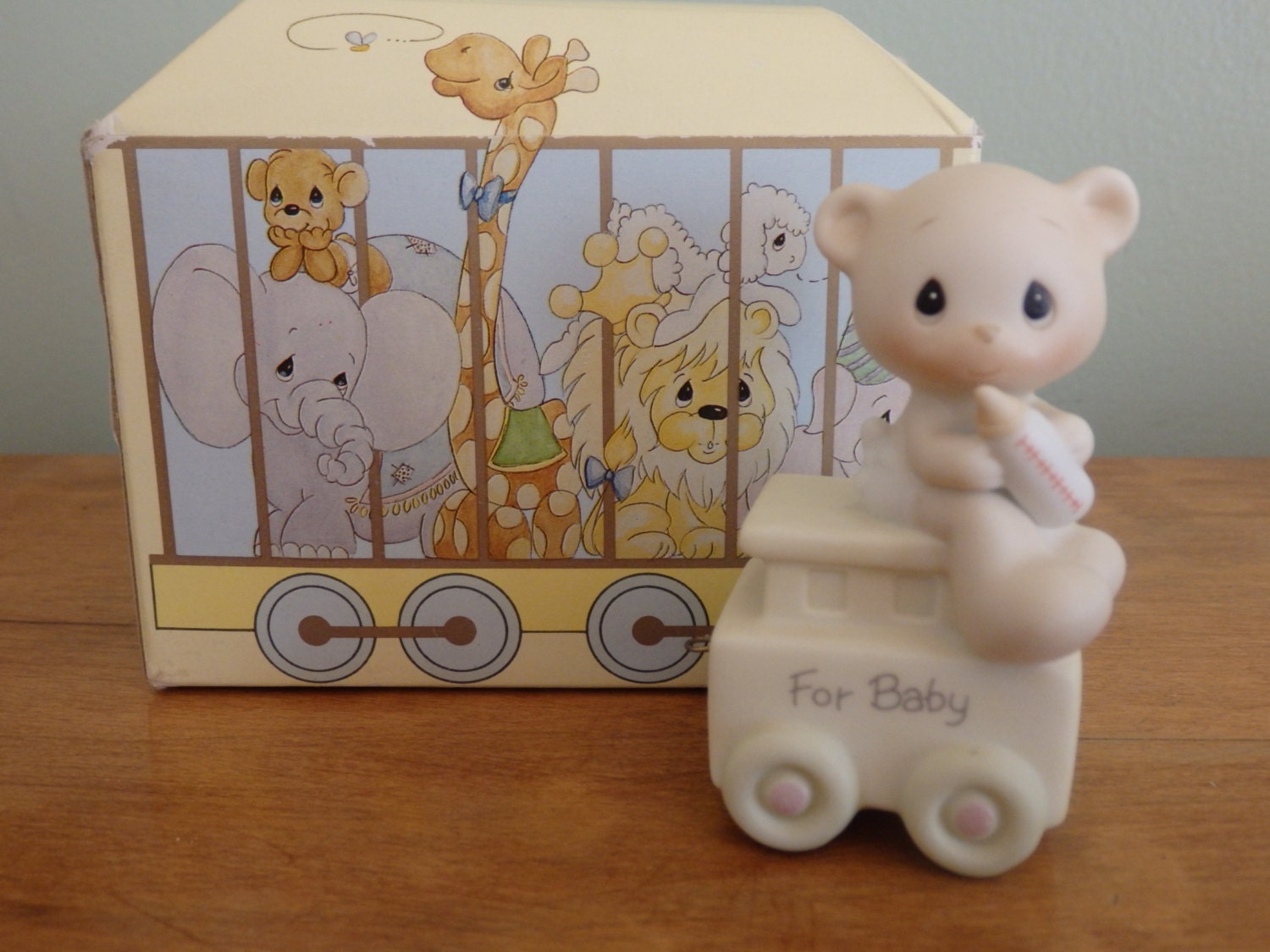 Precious Moments Birthday Series train Baby Bear on caboose | Etsy
