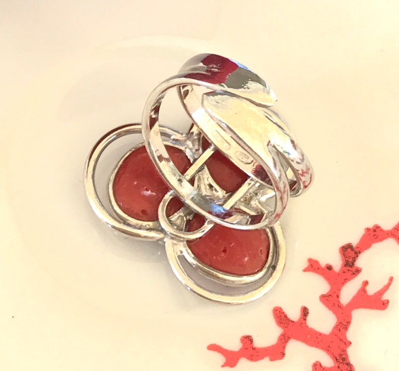 Mediterranean coral Ring in silver and genuine Mediterranean coral 925