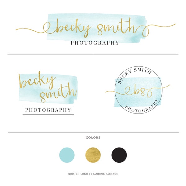 Photography branding kit marketing logo watermark for photographer modern watercolour logo fashion logo design