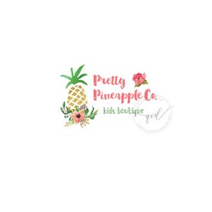 Premade logo, Logo design, Boutique logo, Blog Header, Gold Pineapple Logo, Fresh logo, Tropical Logo, Floral Logo