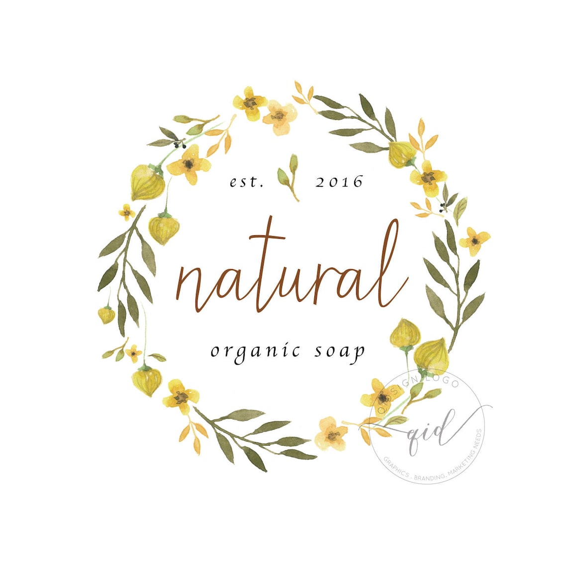 Premade organic soap logo Essential oils Natural beauty Etsy