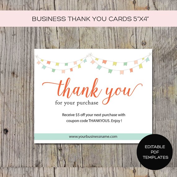 business thank you card for products packaging or promoting etsy