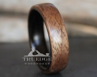 Walnut Lined With Wenge Handmade Bentwood ring