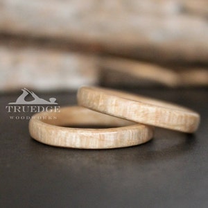 Classic Sycamore wood ring set, Handmade Bentwood ring