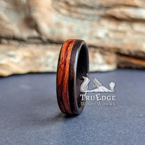 Ebony and waterfall bubinga  Handmade Bentwood ring