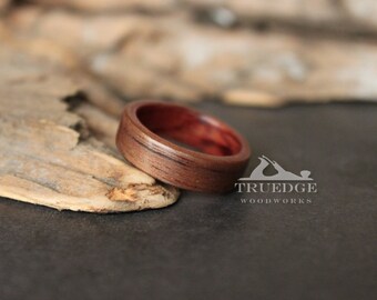 Black Walnut lined with Figured Bubinga wood Handmade Bentwood ring