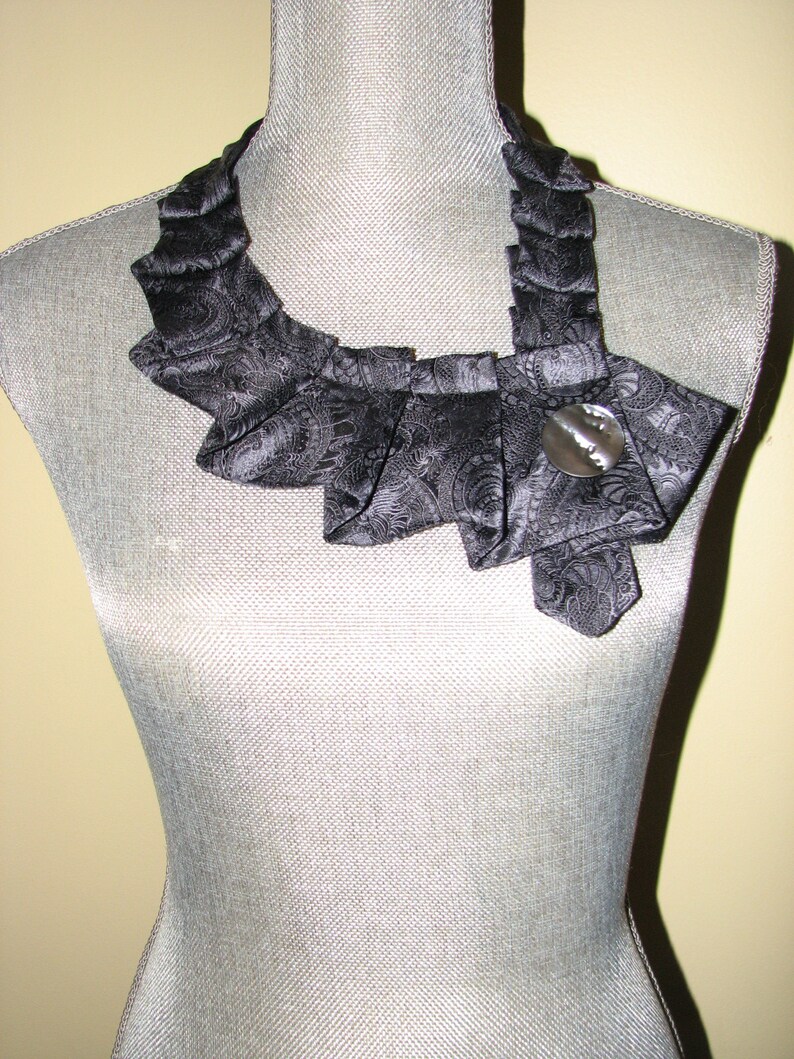 Silk Necktie Silk Ascot Women's Ascot Ruffled Necktie Repurposed