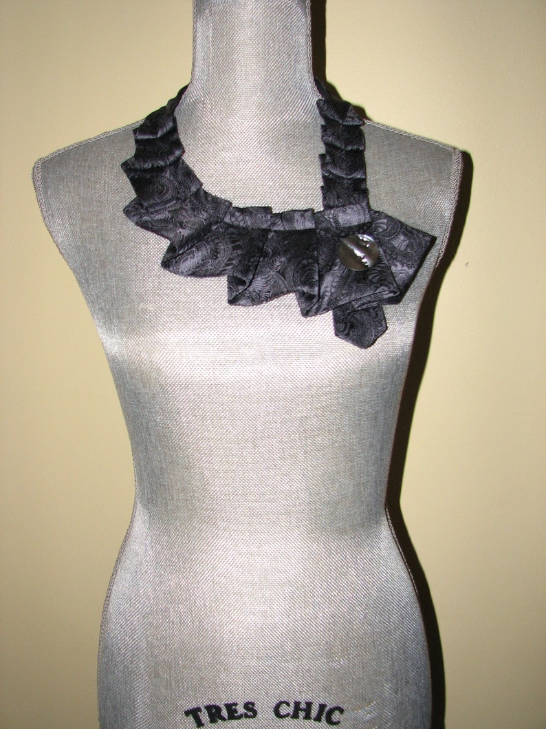 Silk Necktie Silk Ascot Women's Ascot Ruffled Necktie Repurposed