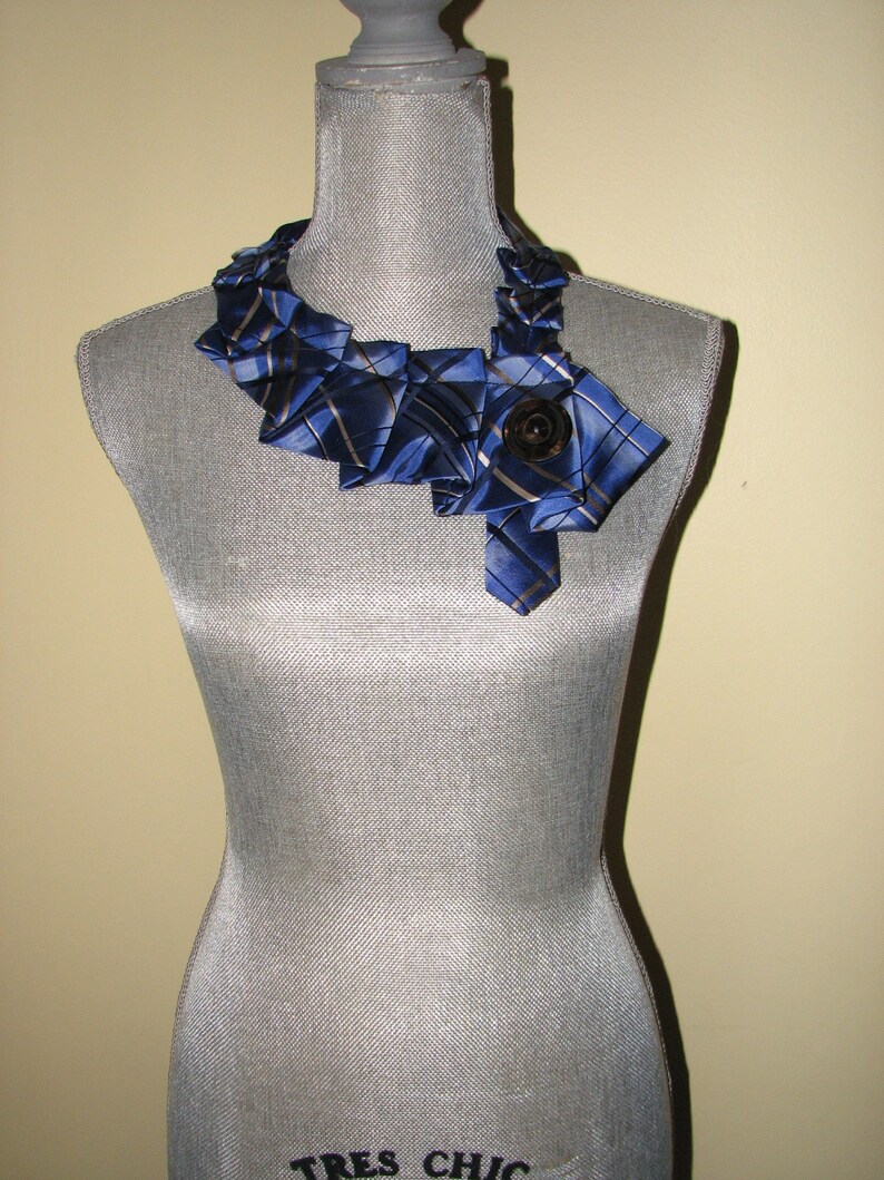 Silk Necktie Necklace Repurposed Silk Necktie Accessorie Etsy