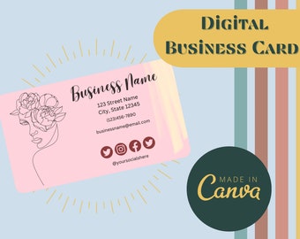 Business Card Digital Template, Flower Face