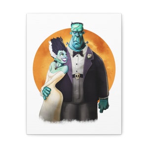 The Happy Couple - Frankenstein and Bride Canvas Gallery Wraps