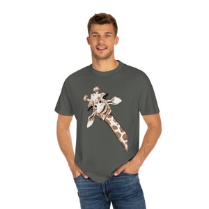 Humorous Sketchy Giraffe Unisex Garment-Dyed T-shirt