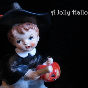 Jolly Halloween vintage Halloween warlock card