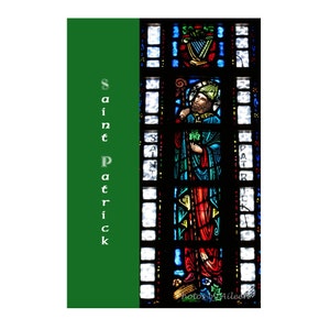 holy St Patrick, St. Patrick stained glass photo card, happy st patrick's day card, Miami St Patrick card image 1