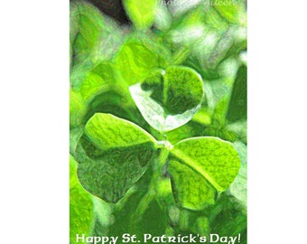 Happy St Patrick's Day card, irish card, green clover card, trinity card, irish photo, st patrick's day photo card