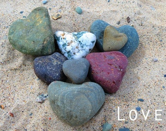 Heart Rock Photo Card: Coastal Love Stones, Scituate MA