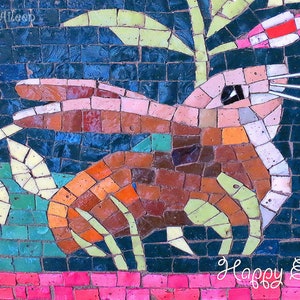 Osterkarte Hase, Frohe Ostern Karte, Kaninchen Karte, Hase Karte, Kaninchen Liebhaber Karte Mosaik Osterkarte