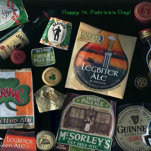 Carte de bière et de whisky irlandaise, slainte carte, carte de toast irlandais, irlandais esprits collage carte, cheers irlandais, carte de Saint-Patrick