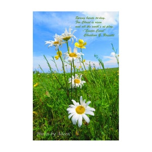 Rossetti Paaskaart Heilige Paaskaart, madeliefjes kaart, daisy Paaskaart, gelukkig Paaskaart, christina rossetti kaart, Spektakel eiland kaart