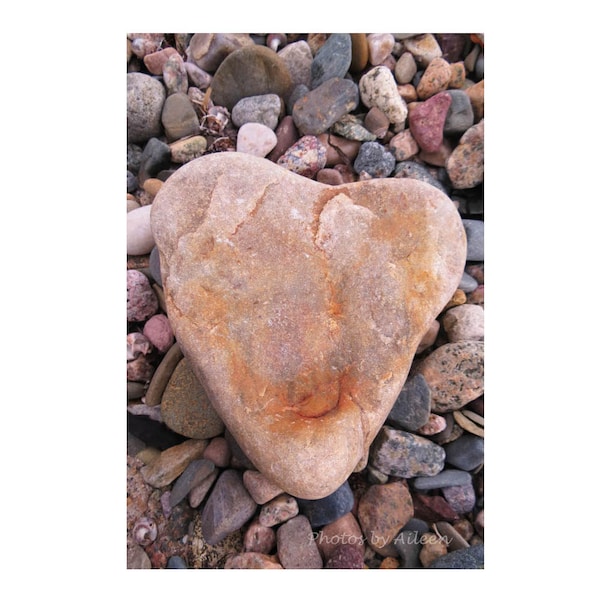 Tarjeta del día de San Valentín, tarjeta de felicitación de la foto de la roca en forma de corazón - Scituate, tarjeta de roca del corazón de la boda, tarjeta de roca del corazón del aniversario, rocas del corazón