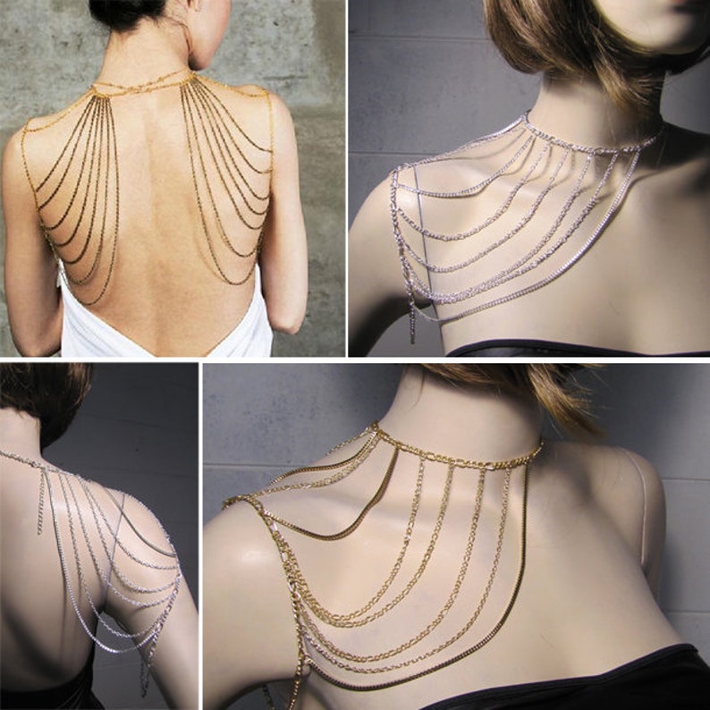 Fashion Jewelry Statement Pearl Beads Armor Shoulder Body Chain Harness Necklace