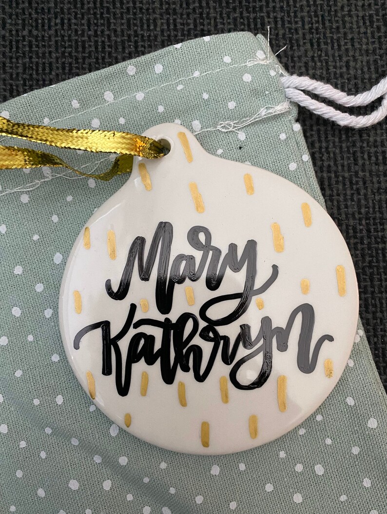 Porcelain Hand-Lettered Ornament