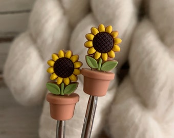 Little Sunflowers | Knitting Needle Point Protectors | Stitch Stoppers