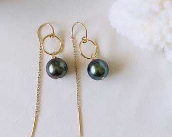 Tahitian Pearl Threader earrings