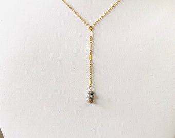 Tahitian Keshi Gold Fill Lariat necklace