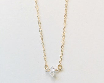 TWINKLE - Herkimer diamond layering gold fill necklace, minimalist layering necklace, dainty gold necklace, bridesmaid gift