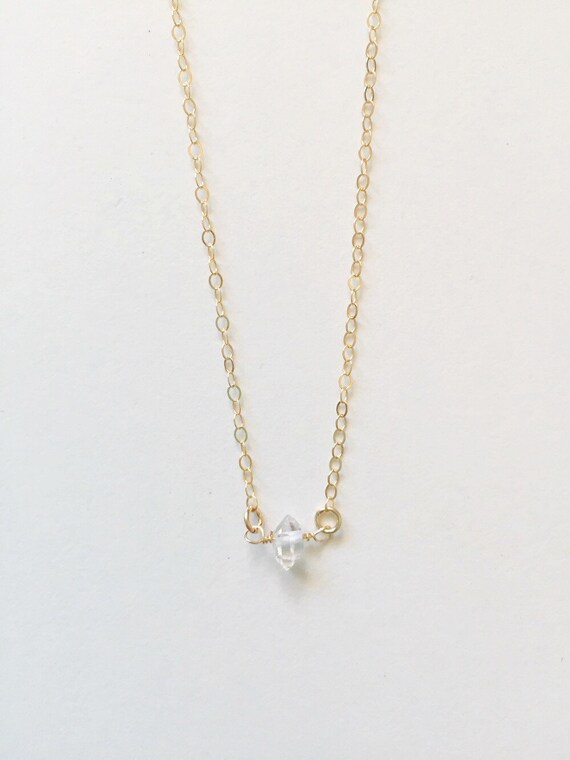 TWINKLE Herkimer Diamond Layering Gold Fill Necklace Minimalist