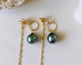 Tahitian Pearl Threader earrings