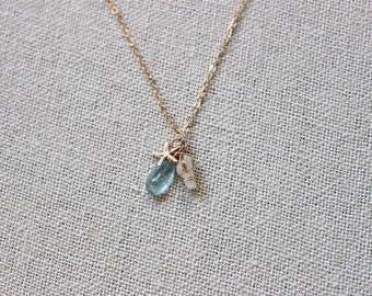 HAPUNA - 14k gold fill charm necklace, dainty gold necklace, beach gold necklace, bridesmaid gift, dainty gemstone necklace