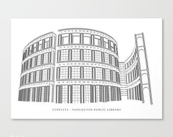 TypeCity: Vancouver Public Library Typography Stretched Canvas Art