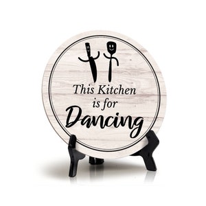 Round This Kitchen Is For Dancing Wood Color, Circle Table Sign (5x5")