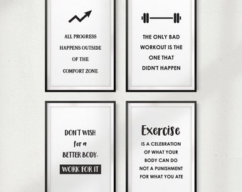 Fitness Inspiration (Set of 4) UNFRAMED Print Home Décor, Wall Art