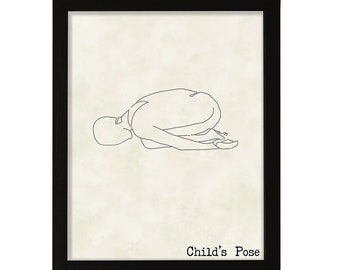 Child's Pose, FRAMED Print Yoga Wall Art