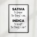 Sativa To Change The Things I Can Indica To Accept The Things I Can't UNFRAMED Print Home Décor, Quote Wall Art 