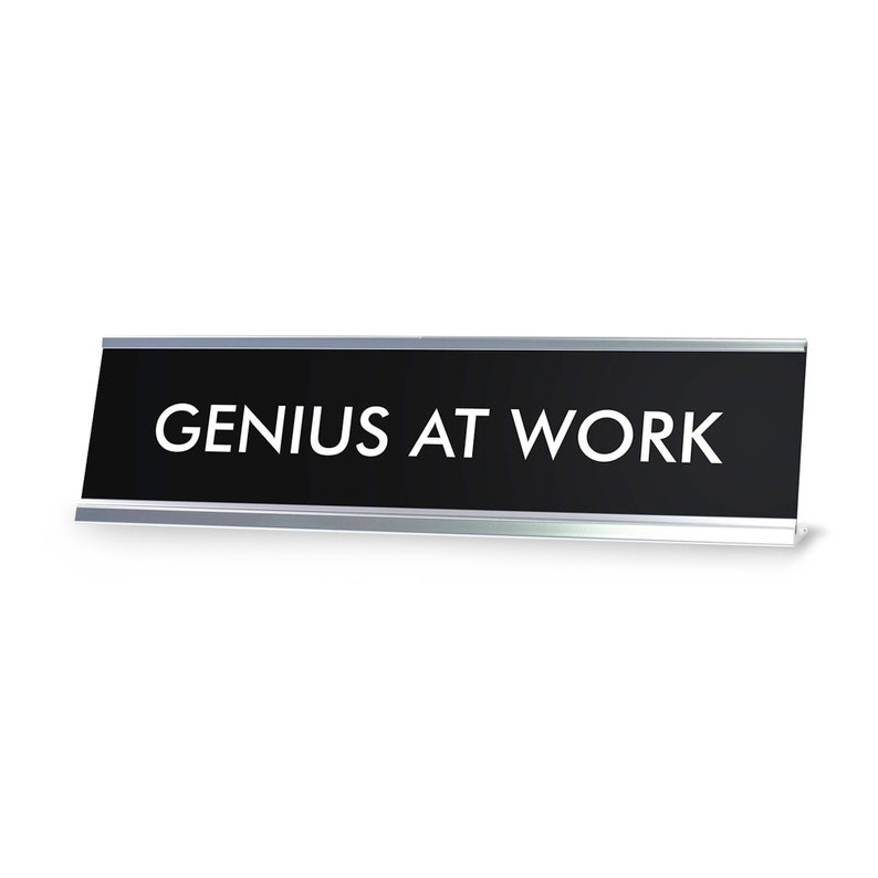GENIUS AT WORK Novelty Desk Sign Etsy