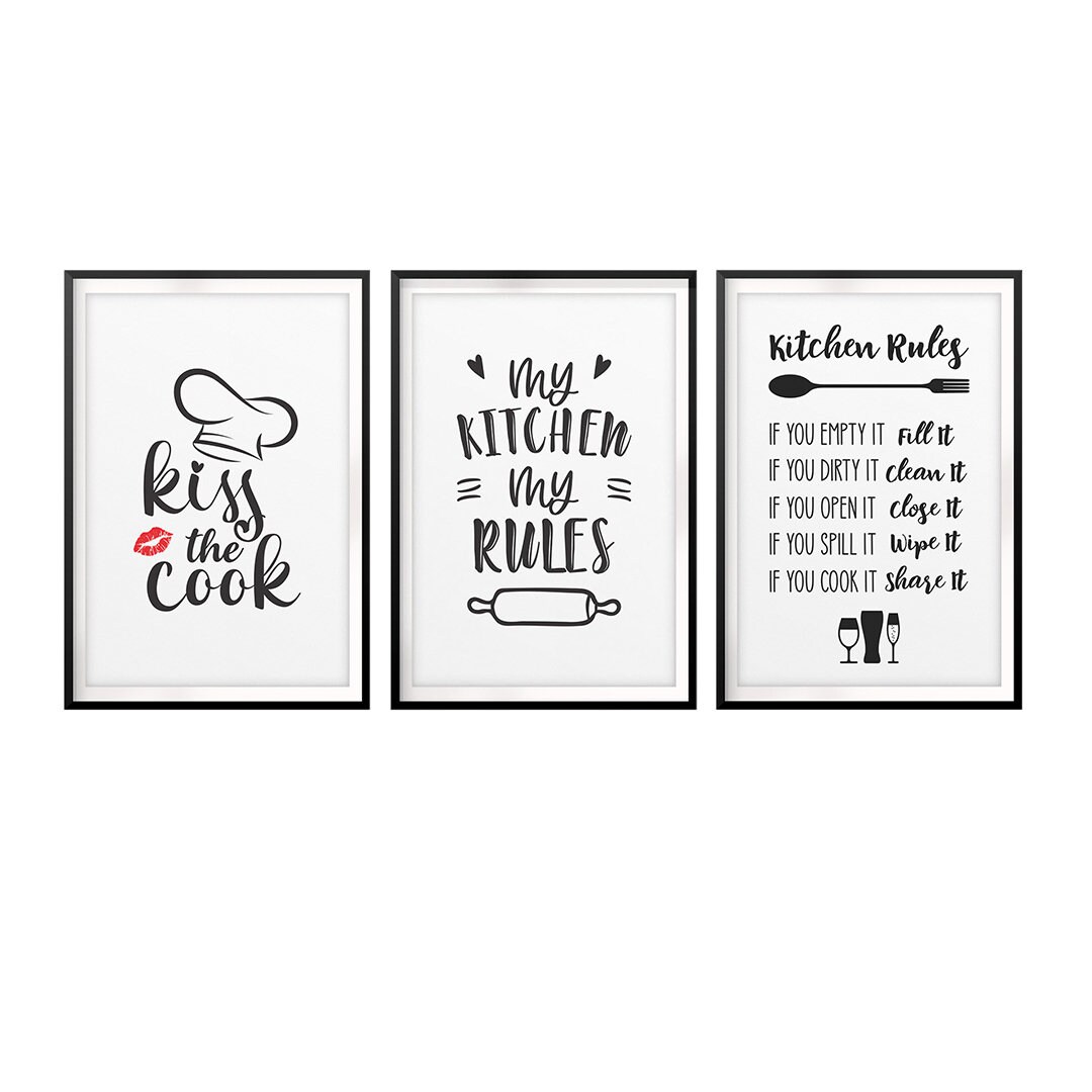 Kitchen Rules Wall Art UNFRAMED Print 3 Pack Etsy