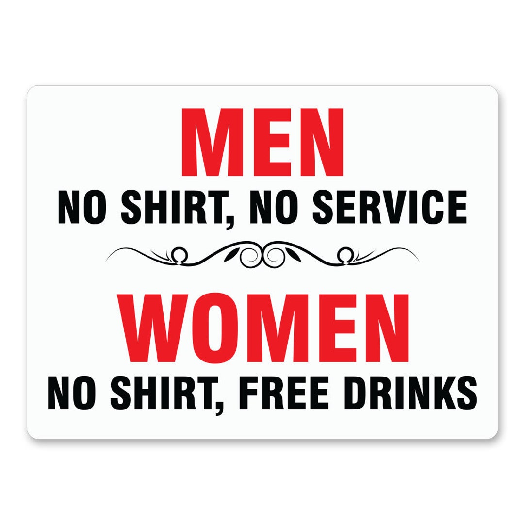 Men No Shirt No Service Women No Shirt Free Drinks - Etsy