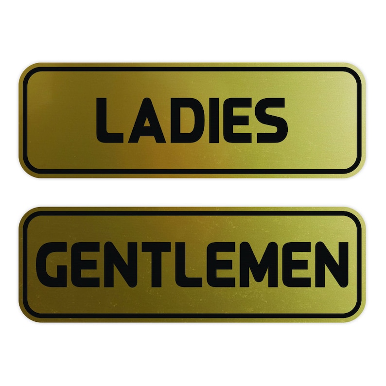 Basic LADIES GENTLEMEN Restroom Sign 2pack Brushed Gold Etsy